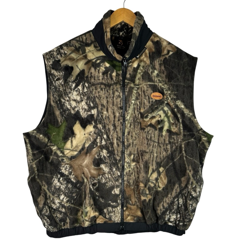 Browning‎ Camo Fleece Vest Mens Large Full Zip Hunting Outdoors USA